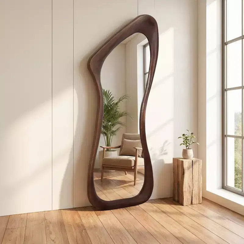 Dovelina 71H*31W Miroir asymétrique pleine longueur Miroir décoratif à poser Miroir de salle de bain moderne pour salon salle à manger entrée chambre à coucher