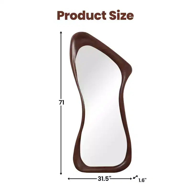 Dovelina 71H*31W Miroir asymétrique pleine longueur Miroir décoratif à poser Miroir de salle de bain moderne pour salon salle à manger entrée chambre à coucher