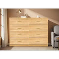 Modern Natural 8-Drawer Dresser For Bedroom - Ample Storage Wide Dresser, Sturdy & Safe