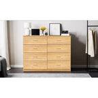 Commode moderne en bois naturel à 8 tiroirs pour chambre à coucher - Grande capacité de rangement, robuste et sûre