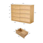 Commode moderne en bois naturel à 8 tiroirs pour chambre à coucher - Grande capacité de rangement, robuste et sûre