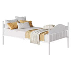 Canapé-lit, lit de repos double en métal avec tête de lit élégante, espace de rangement sous le lit, plateforme à lattes en acier pour salon, chambre à coucher, blanc