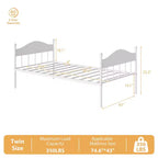 Canapé-lit, lit de repos double en métal avec tête de lit élégante, espace de rangement sous le lit, plateforme à lattes en acier pour salon, chambre à coucher, blanc