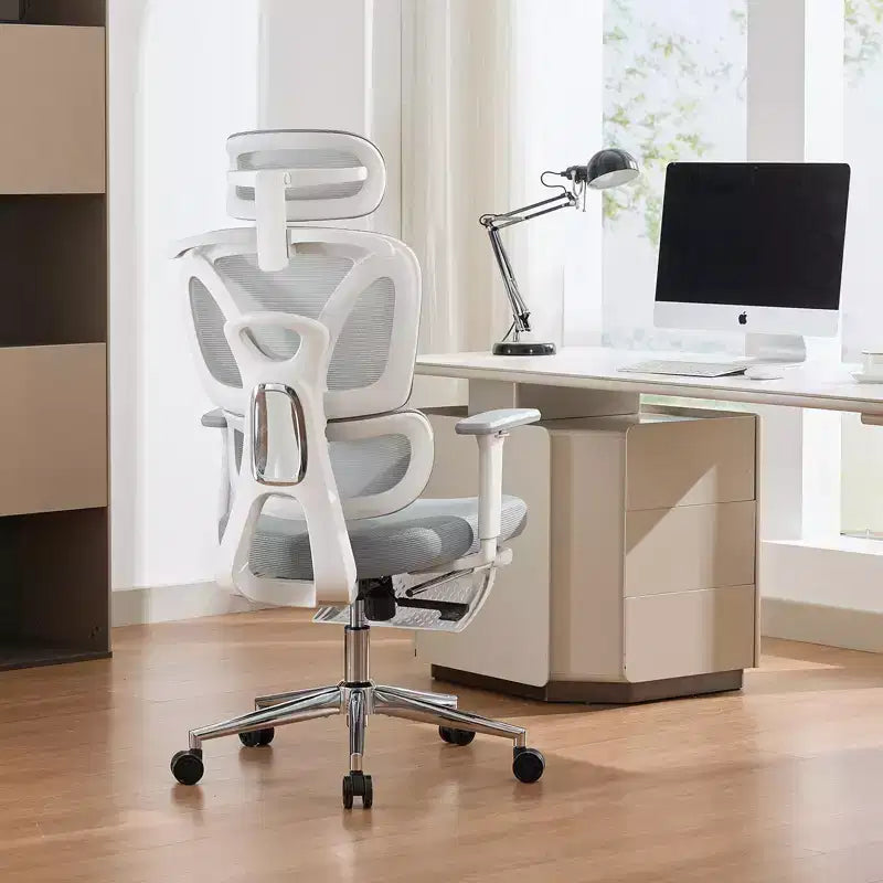 Chaise de Bureau Ergonomique, Chaise d'Ordinateur Confortable avec Appuie-tête Rembourré Ajustable, Support Lombaire Confortable et Accoudoir 3D, Chaises de Jeu, Gris