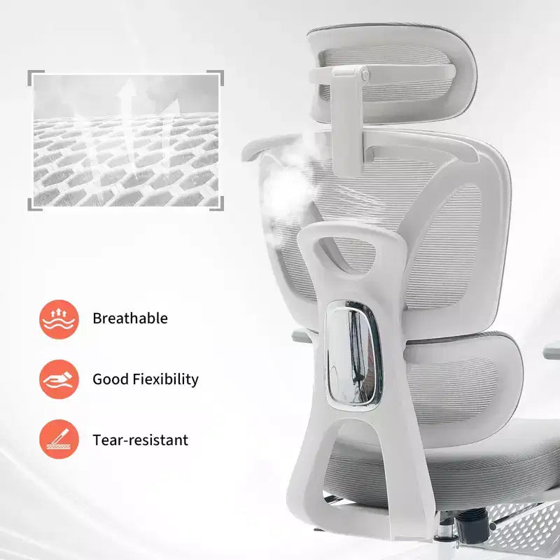 Chaise de Bureau Ergonomique, Chaise d'Ordinateur Confortable avec Appuie-tête Rembourré Ajustable, Support Lombaire Confortable et Accoudoir 3D, Chaises de Jeu, Gris