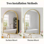 Armoire à pharmacie arquée avec miroir Armoire de toilette encastrée ou en surface Meuble de lavabo mural avec étagères réglables HD sans distorsion