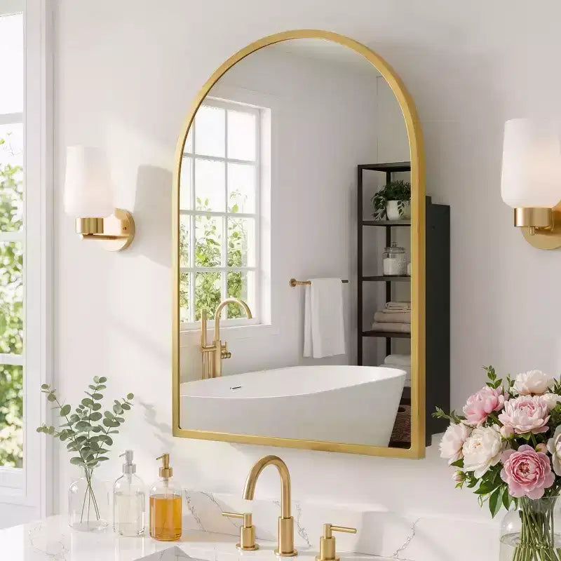 Armoire à pharmacie arquée avec miroir Armoire de toilette encastrée ou en surface Meuble de lavabo mural avec étagères réglables HD sans distorsion