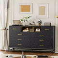 55 Inch 8 Drawer Wood Dresser TV Stand. Chest of Drawers with LED Lights & Power Outlet. Storage Organizer for Bedroom. Living Room & Closet