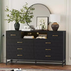 Meuble TV avec commode en bois à 8 tiroirs de 55 pouces. Commode avec lumières LED et prise de courant. Organisateur de rangement pour chambre à coucher, salon et placard.