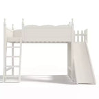 Lit mezzanine Bellemave avec étagères de rangement et armoire, cadre de lit mezzanine en bois massif avec toboggan et échelles détachables pour enfants