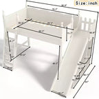 Lit mezzanine Bellemave avec étagères de rangement et armoire, cadre de lit mezzanine en bois massif avec toboggan et échelles détachables pour enfants