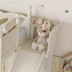 Lit mezzanine Bellemave avec étagères de rangement et armoire, cadre de lit mezzanine en bois massif avec toboggan et échelles détachables pour enfants
