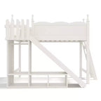 Lit mezzanine Bellemave avec étagères de rangement et armoire, cadre de lit mezzanine en bois massif avec toboggan et échelles détachables pour enfants