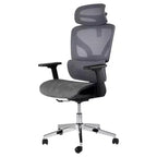 Chaise de bureau ergonomique en maille à dossier haut - accoudoirs réglables 4D, support lombaire dynamique, assise coulissante, appui-tête et roulettes silencieuses
