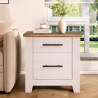 Table de chevet de ferme de 23 pouces avec 2 tiroirs, table d'appoint en bois pour chambre à coucher et salon, supporte jusqu'à 170 livres, peu encombrante
