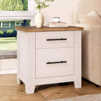 Table de chevet de ferme de 23 pouces avec 2 tiroirs, table d'appoint en bois pour chambre à coucher et salon, supporte jusqu'à 170 livres, peu encombrante