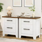 Table de chevet de ferme de 23 pouces avec 2 tiroirs, table d'appoint en bois pour chambre à coucher et salon, supporte jusqu'à 170 livres, peu encombrante