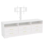 Meuble TV avec support pour téléviseurs de 35 à 85 pouces, centre de divertissement à 6 tiroirs, console média de rangement réglable pour salon