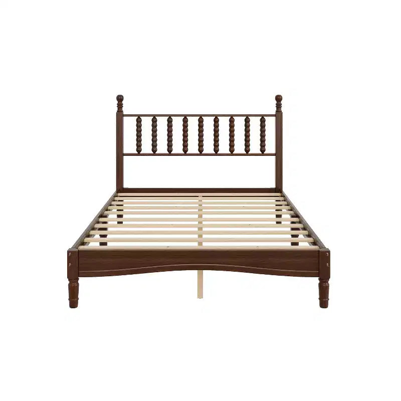Lit plateforme rétro en bois Luxystar avec tête de lit en forme de calebasse