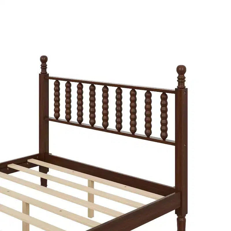 Lit plateforme rétro en bois Luxystar avec tête de lit en forme de calebasse