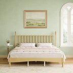 Lit plateforme rétro en bois Luxystar avec tête de lit en forme de calebasse