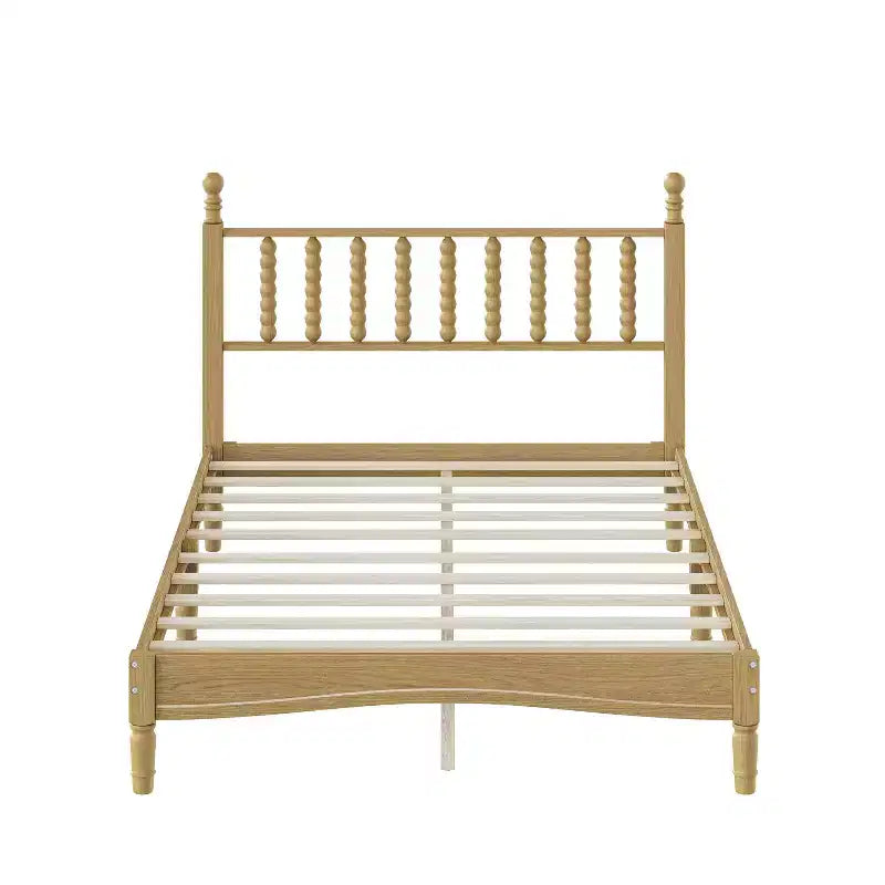 Lit plateforme rétro en bois Luxystar avec tête de lit en forme de calebasse