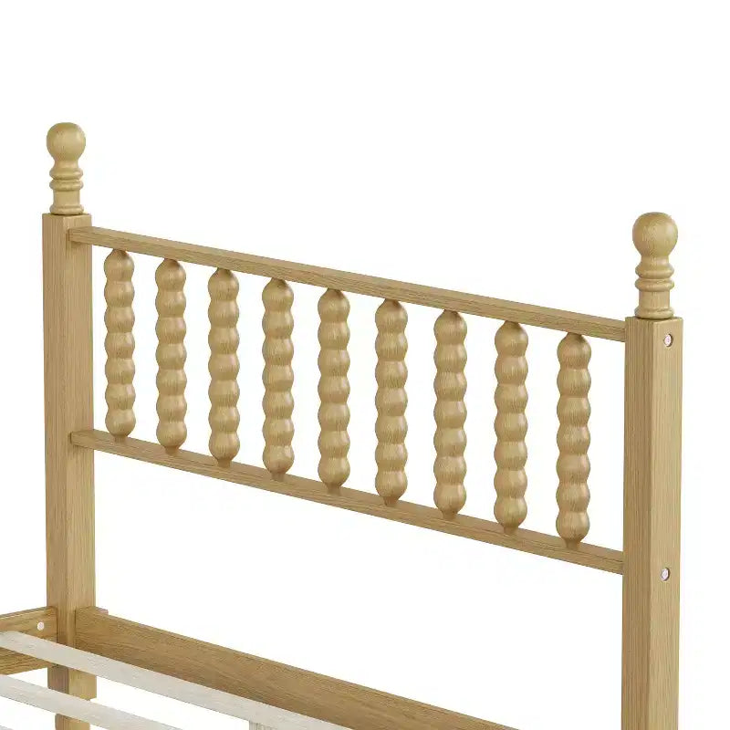 Lit plateforme rétro en bois Luxystar avec tête de lit en forme de calebasse