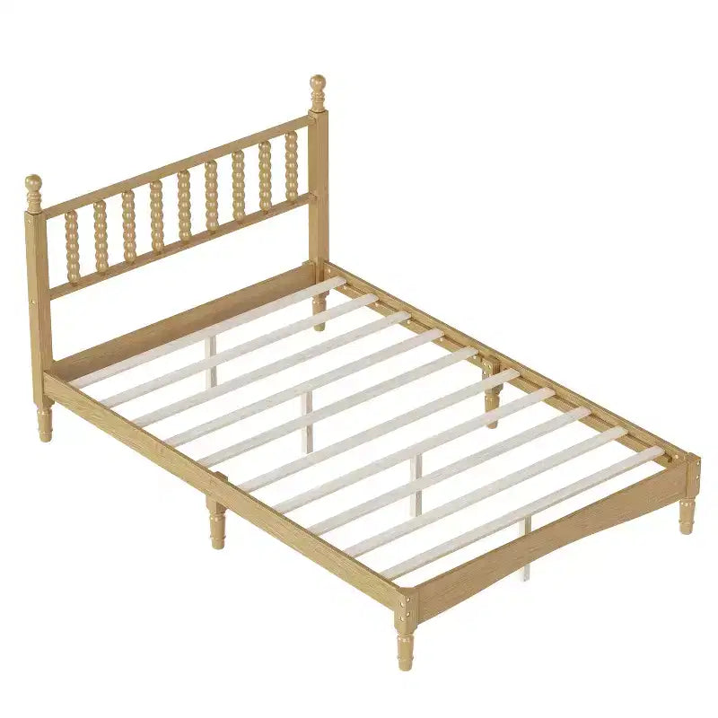Lit plateforme rétro en bois Luxystar avec tête de lit en forme de calebasse