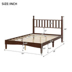 Lit plateforme rétro en bois Luxystar avec tête de lit en forme de calebasse