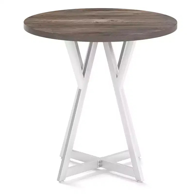 Table de salle à manger ronde Costway de 80 cm pour 2-4 personnes, plateau en bois épais, piètement en métal