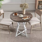 Table de salle à manger ronde Costway de 80 cm pour 2-4 personnes, plateau en bois épais, piètement en métal