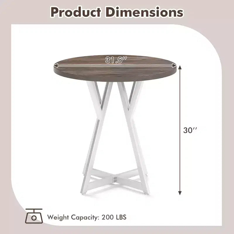 Table de salle à manger ronde Costway de 80 cm pour 2-4 personnes, plateau en bois épais, piètement en métal