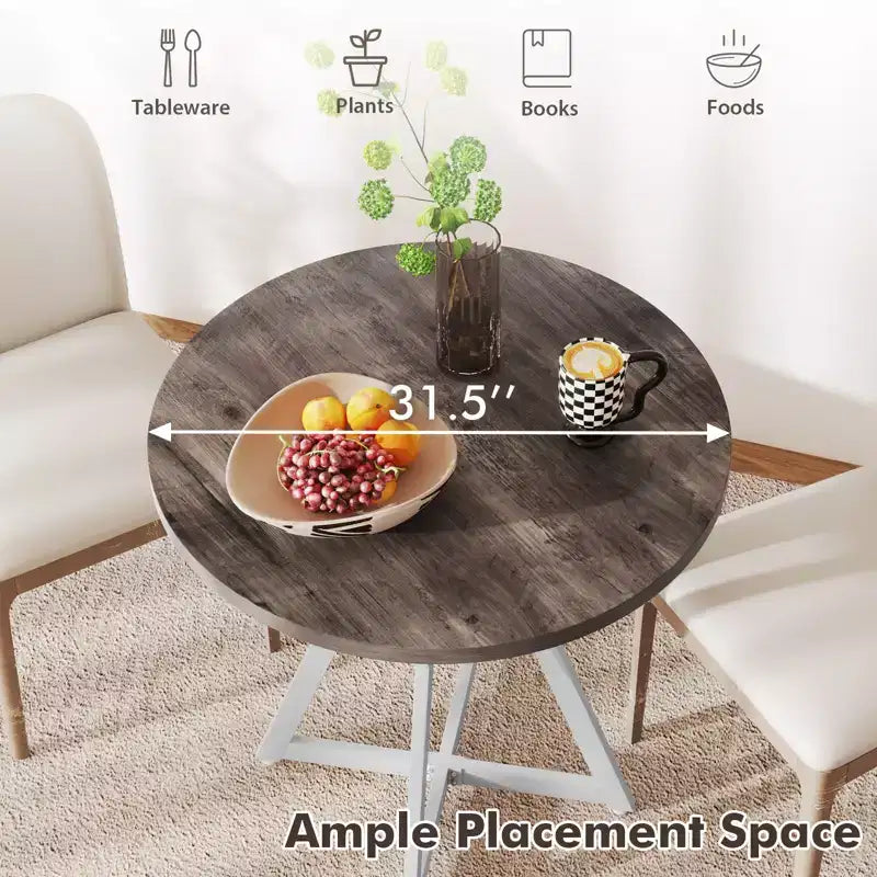 Table de salle à manger ronde Costway de 80 cm pour 2-4 personnes, plateau en bois épais, piètement en métal
