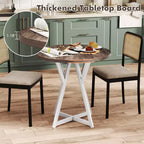 Table de salle à manger ronde Costway de 80 cm pour 2-4 personnes, plateau en bois épais, piètement en métal