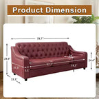 Dyonery 78.7 Chesterfield Canapé 3 places en Faux Cuir, Grand Canapé Mid-Century, Banquette Capitonnée Classique, Canapé Moderne en PU avec Dossier Capitonnée