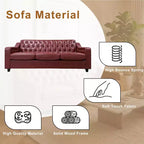 Dyonery 78.7 Chesterfield Canapé 3 places en Faux Cuir, Grand Canapé Mid-Century, Banquette Capitonnée Classique, Canapé Moderne en PU avec Dossier Capitonnée