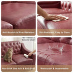Dyonery 78.7 Chesterfield Canapé 3 places en Faux Cuir, Grand Canapé Mid-Century, Banquette Capitonnée Classique, Canapé Moderne en PU avec Dossier Capitonnée