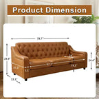 Dyonery 78.7 Chesterfield Canapé 3 places en Faux Cuir, Grand Canapé Mid-Century, Banquette Capitonnée Classique, Canapé Moderne en PU avec Dossier Capitonnée