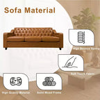 Dyonery 78.7 Chesterfield Canapé 3 places en Faux Cuir, Grand Canapé Mid-Century, Banquette Capitonnée Classique, Canapé Moderne en PU avec Dossier Capitonnée