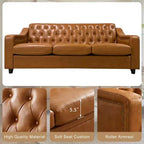 Dyonery 78.7 Chesterfield Canapé 3 places en Faux Cuir, Grand Canapé Mid-Century, Banquette Capitonnée Classique, Canapé Moderne en PU avec Dossier Capitonnée