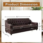 Dyonery 78.7 Chesterfield Canapé 3 places en Faux Cuir, Grand Canapé Mid-Century, Banquette Capitonnée Classique, Canapé Moderne en PU avec Dossier Capitonnée
