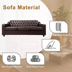 Dyonery 78.7 Chesterfield Canapé 3 places en Faux Cuir, Grand Canapé Mid-Century, Banquette Capitonnée Classique, Canapé Moderne en PU avec Dossier Capitonnée