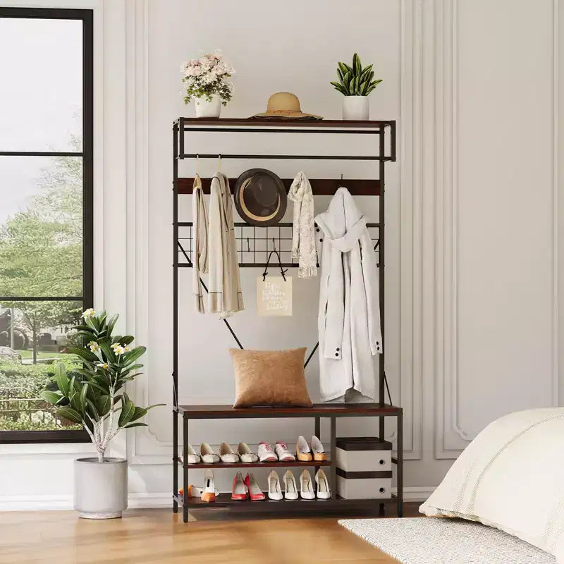 Portant à Vêtements en Métal Autonome - Portant à Vêtements Robuste et Organisateur de Garde-robe pour Chambre à Coucher, Entrée et Placard