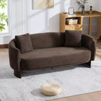 Canapé 3 places moderne Christopher Knight Home Jennie 81'' en tissu bouclé avec base en bois et oreillers