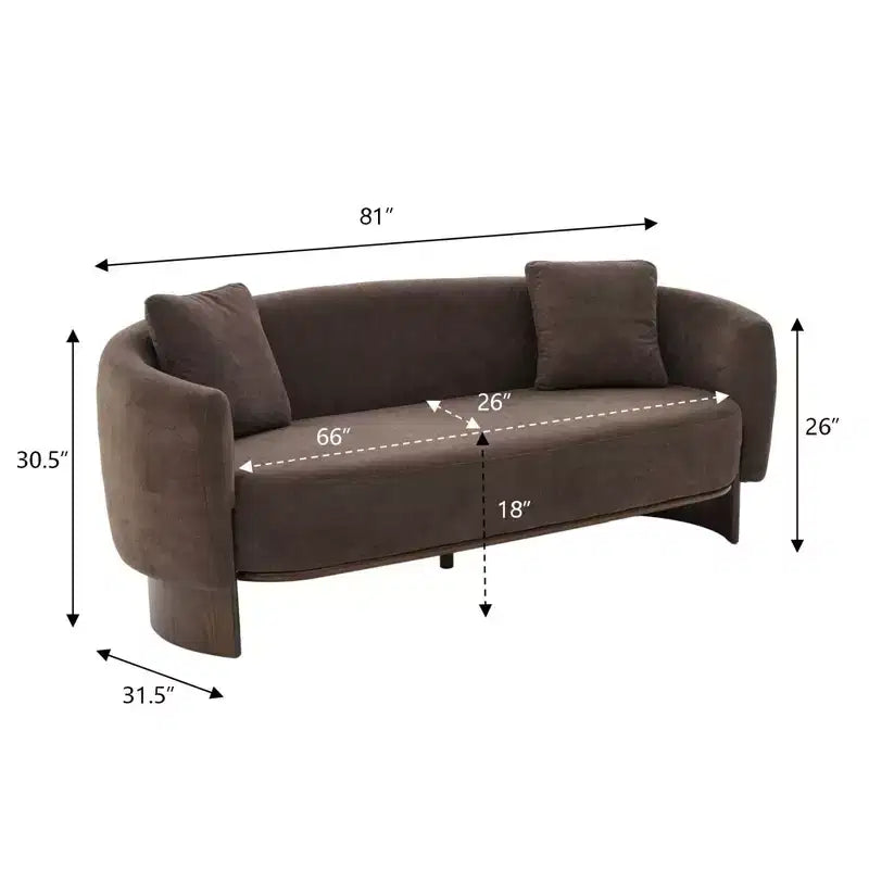 Canapé 3 places moderne Christopher Knight Home Jennie 81'' en tissu bouclé avec base en bois et oreillers