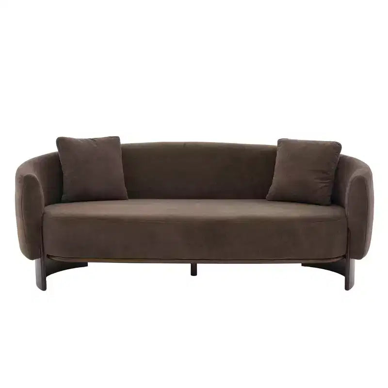 Canapé 3 places moderne Christopher Knight Home Jennie 81'' en tissu bouclé avec base en bois et oreillers