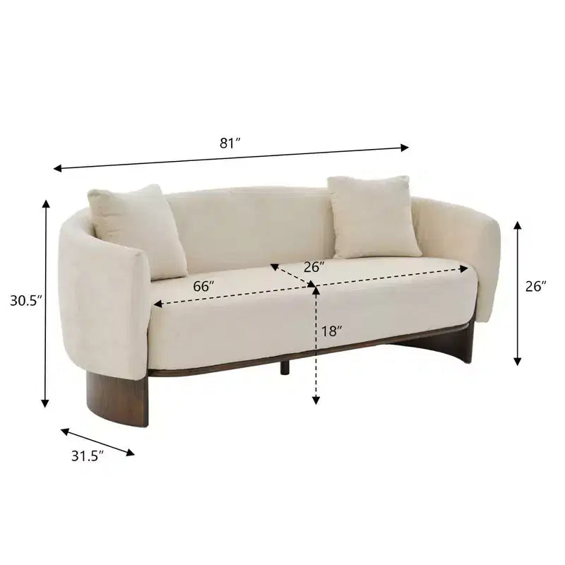 Canapé 3 places moderne Christopher Knight Home Jennie 81'' en tissu bouclé avec base en bois et oreillers
