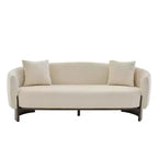 Canapé 3 places moderne Christopher Knight Home Jennie 81'' en tissu bouclé avec base en bois et oreillers