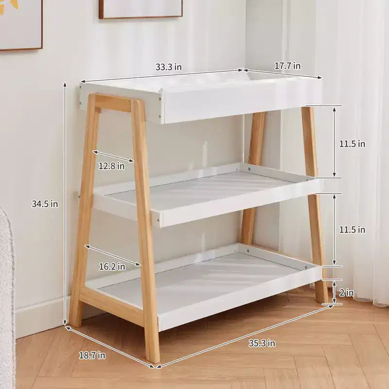 Table à langer avec matelas imperméable, meuble à langer moderne et portable avec 2 étagères de rangement pour nouveau-nés