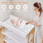 Table à langer avec matelas imperméable, meuble à langer moderne et portable avec 2 étagères de rangement pour nouveau-nés